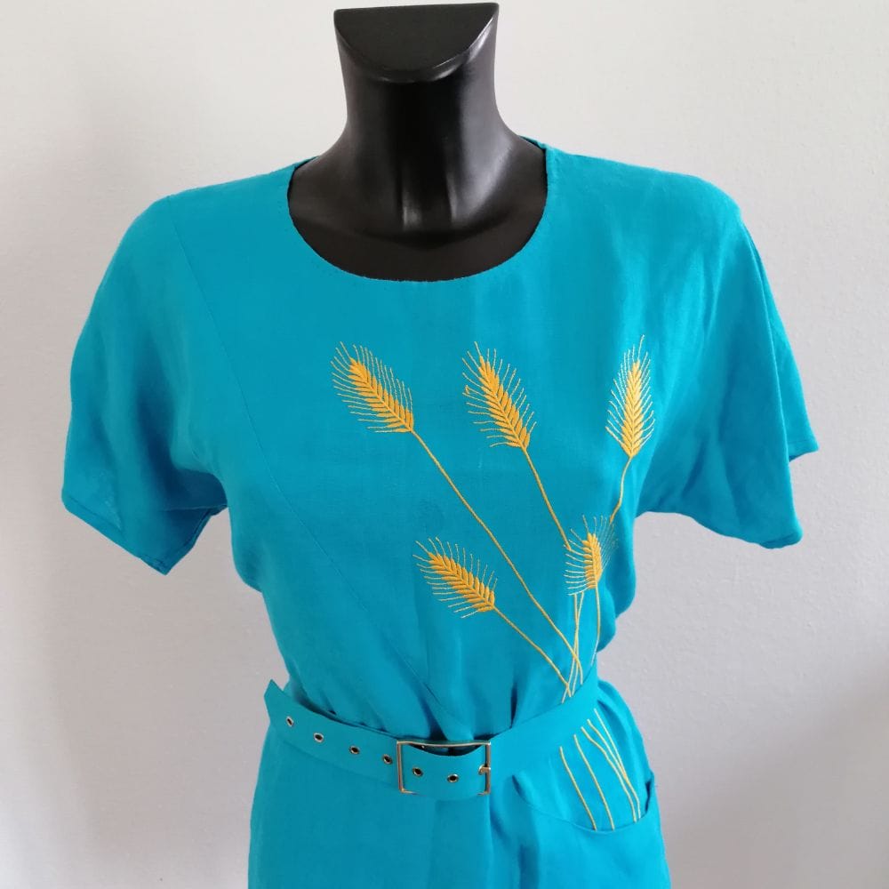 Abito in lino anni 90 con spighe - immagine 4