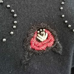 maglione da donna vintage anni 90 nero con ricami e perline