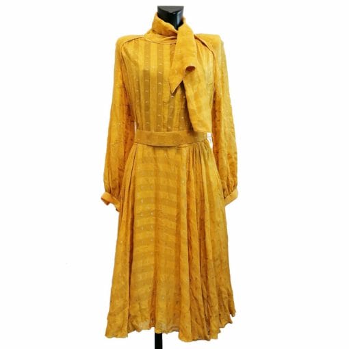 abito anni 70 giallo con fiocco