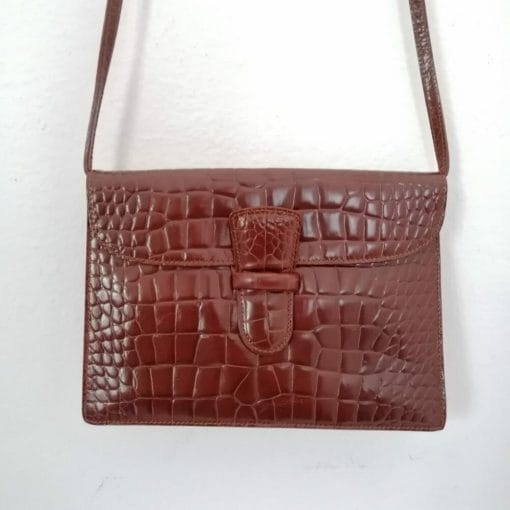 furla borsa vintage tracolla in pelle effetto coccodrillo