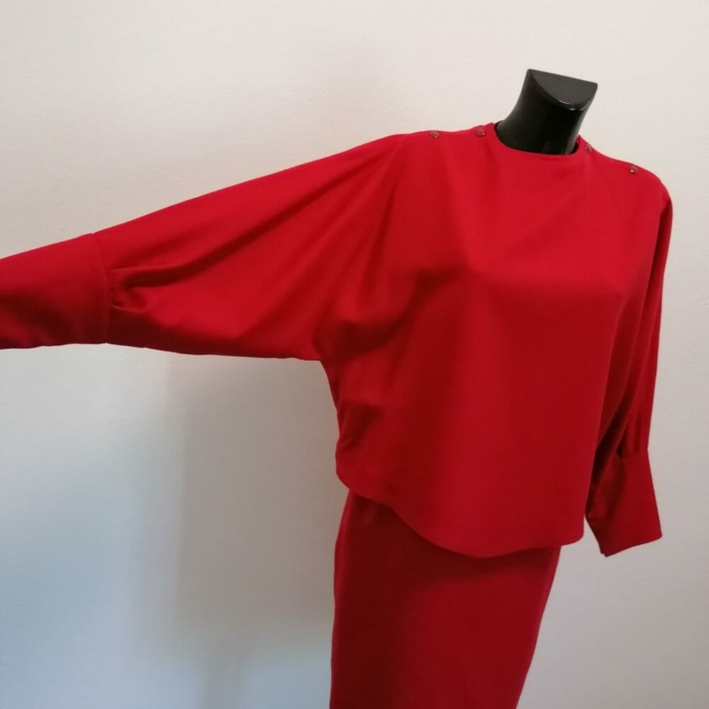 Anni 80 abito rosso in lana - immagine 2
