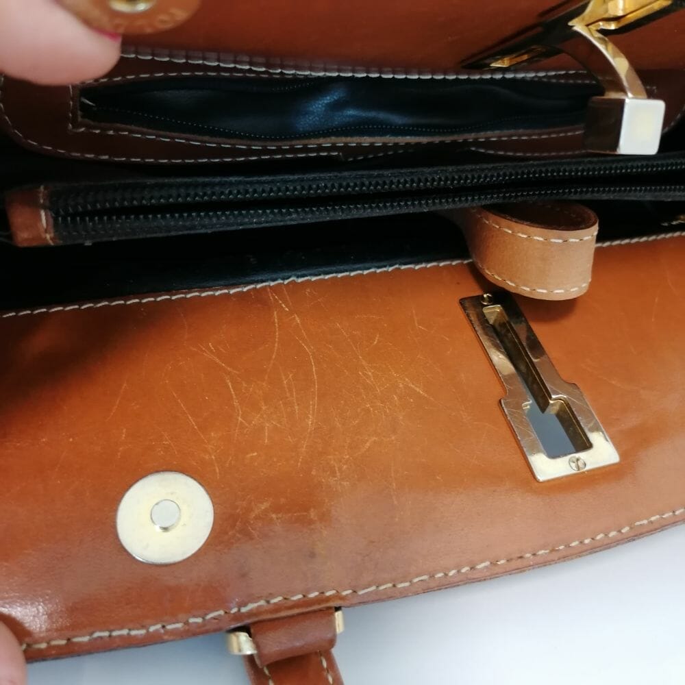 pollini vintage borsa in pelle a trapezio