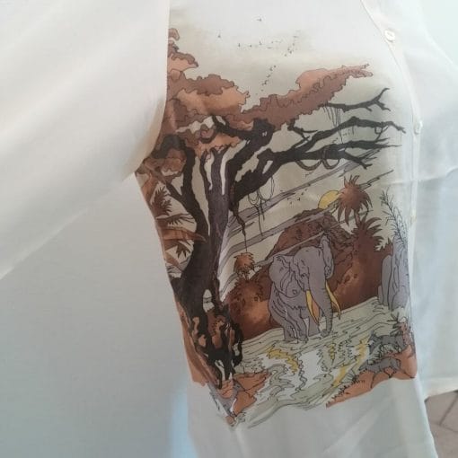 camicia vintage seta pura sartoriale con elefante