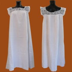 camicia da notte vintage in lino antico lavorato a telaio
