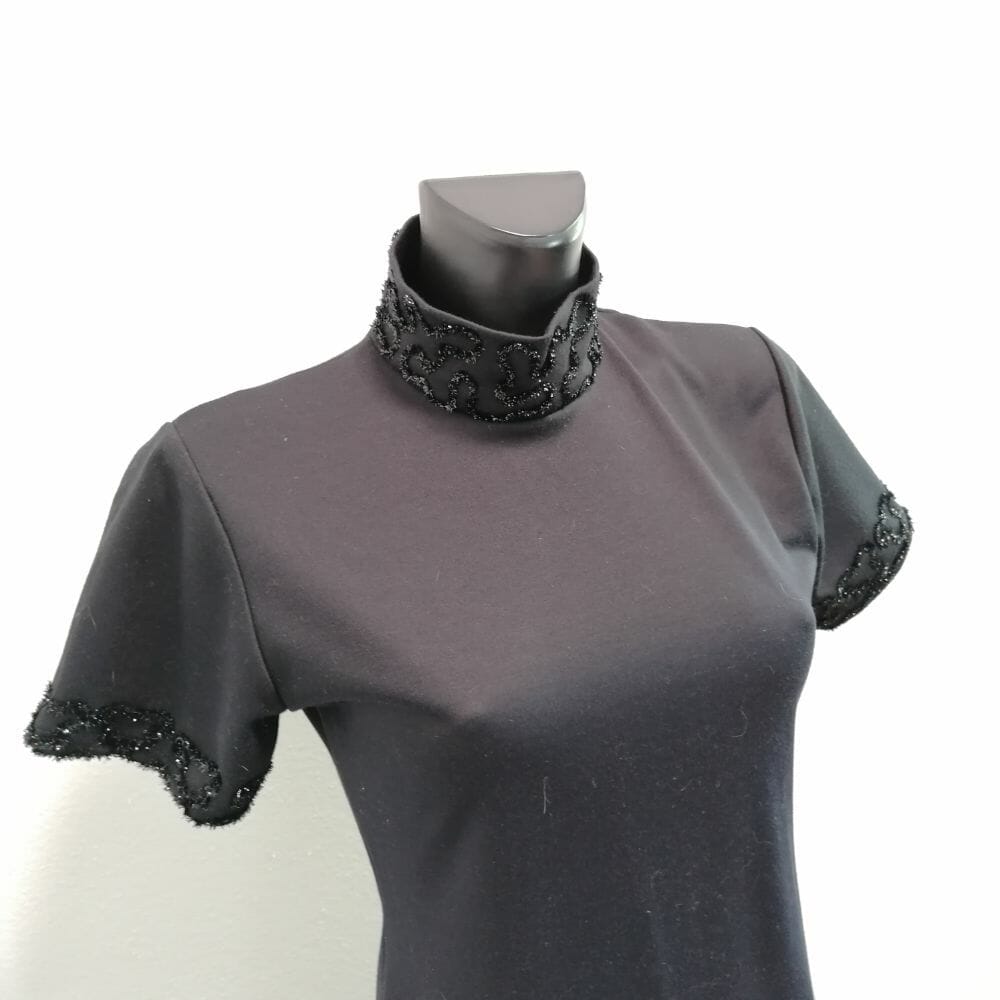 Abito anni 60 lungo, aderente con decorazioni - immagine 2