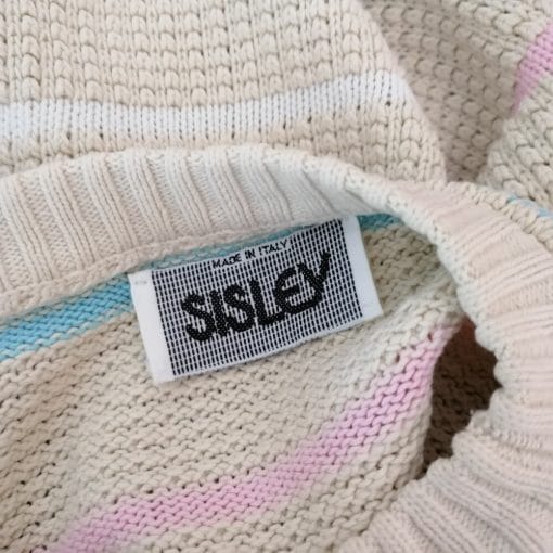 sisley maglione in cotone a righe vintage