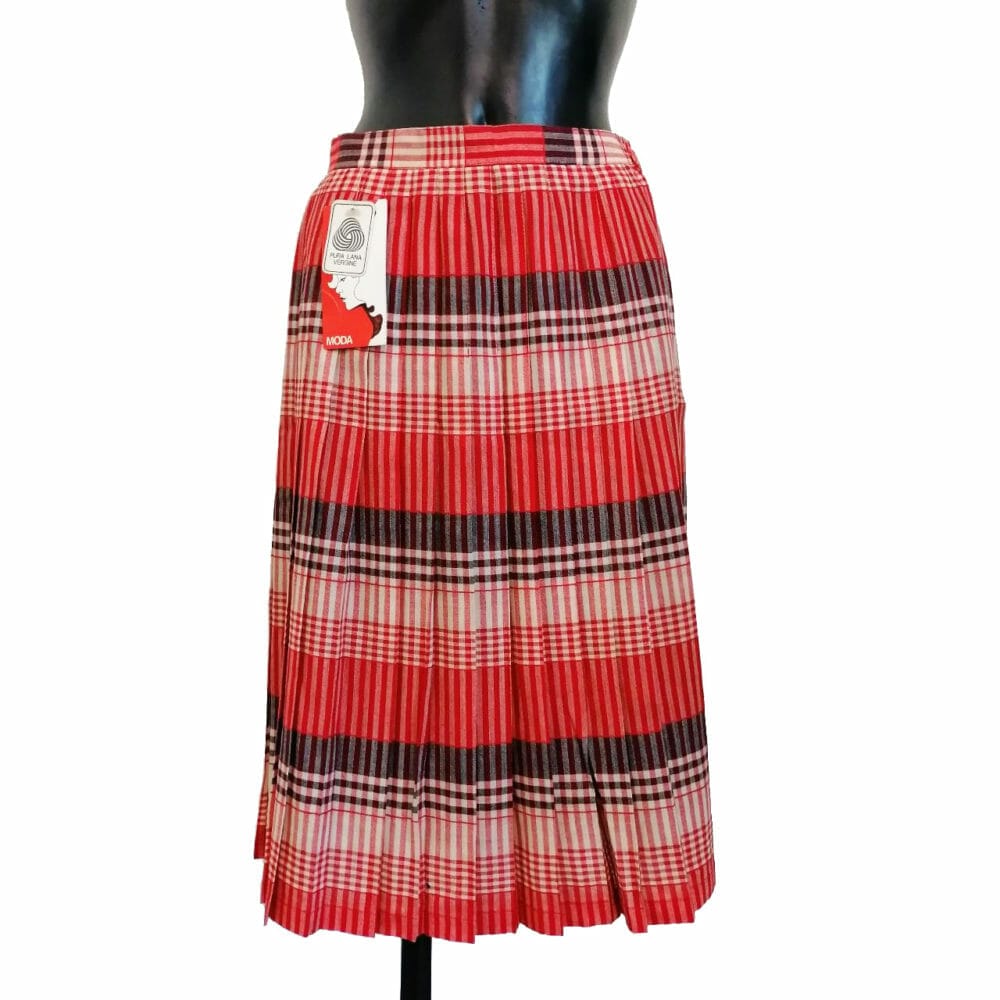 gonna vintage a pieghe fantasia a quadri