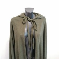 mantella cappa con cappuccio vintage fantasy in lana verde