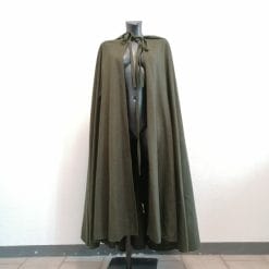 mantella cappa con cappuccio vintage fantasy in lana verde