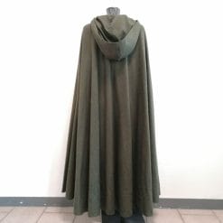 mantella cappa con cappuccio vintage fantasy in lana verde