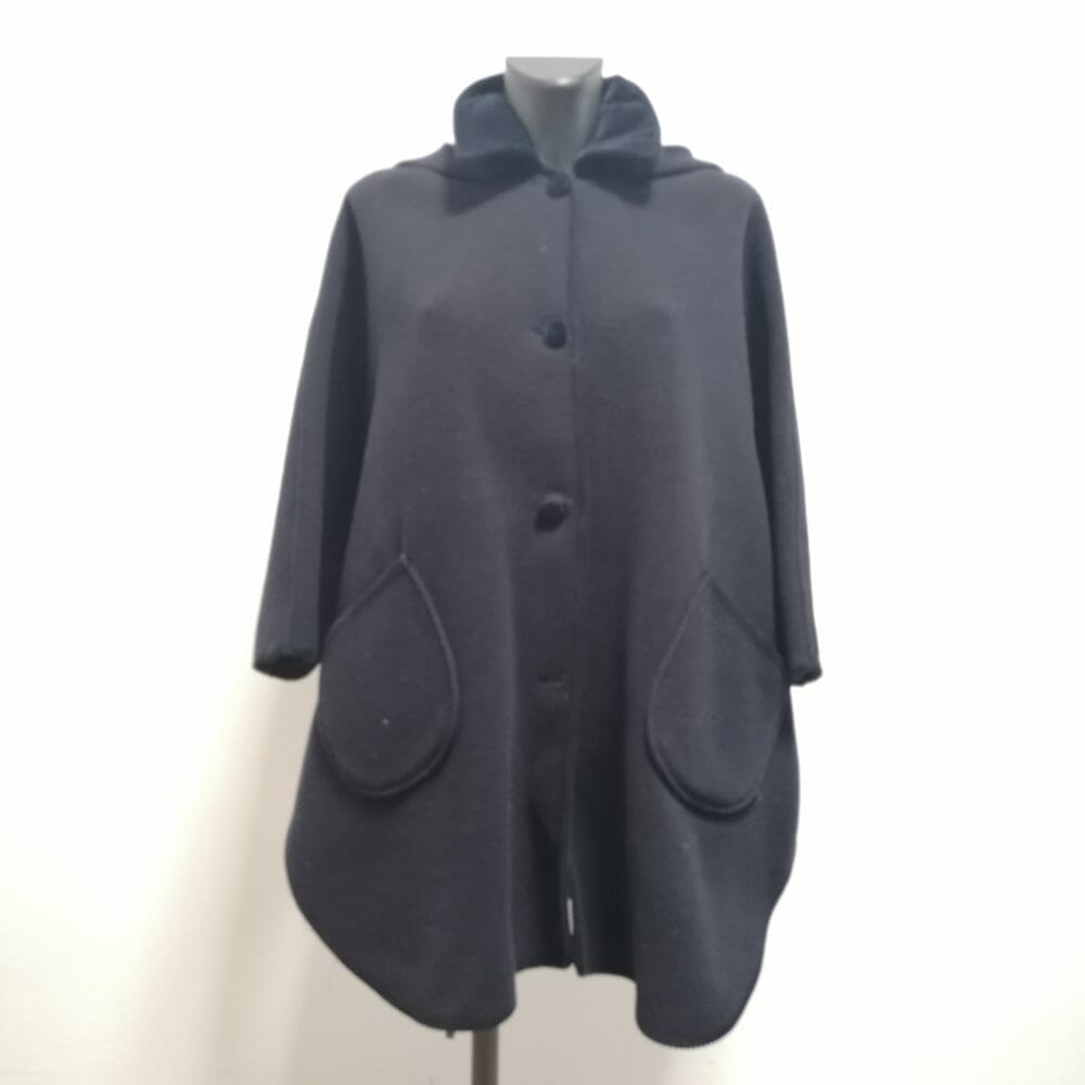 Mantella con cappuccio vintage blu navy - immagine 2