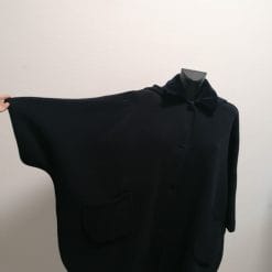 mantella cappa vintage blu navy con cappuccio