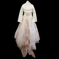 abito da sposa anni 90 in tulle floreale con strascico e coprispalle