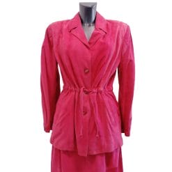 completo vintage scamosciato rosa giacca e gonna tailleur