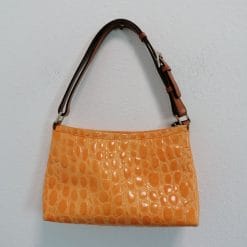 luciano padovan borsa vintage arancione effetto coccodrillo