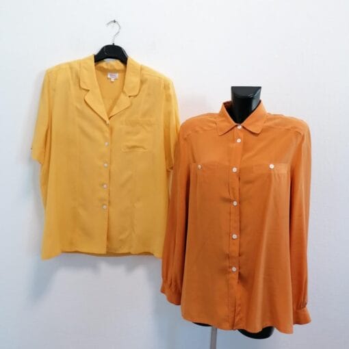 coppia camicie di seta anni y2k giallo e arancione