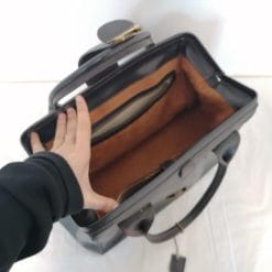 borsa da medico in pelle marrone scuro vintage