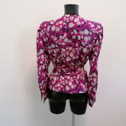 camicia di seta vintage a fiori rosa