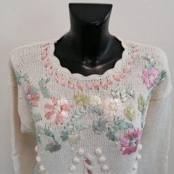 maglione in filo di cotone ricamato anni 90