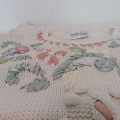 maglione in filo di cotone ricamato anni 90