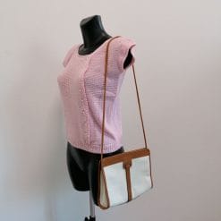 top in filo di cotone rosa vintage con brillantini