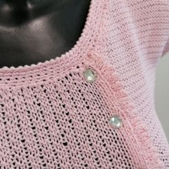 top in filo di cotone rosa vintage con brillantini