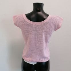 top in filo di cotone rosa vintage con brillantini