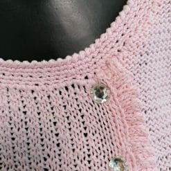 top in filo di cotone rosa vintage con brillantini
