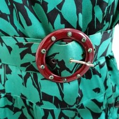 abito anni 80 verde e nero con cintura