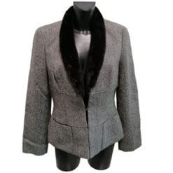 luisa spagnoli blazer vintage in lana con pelliccia