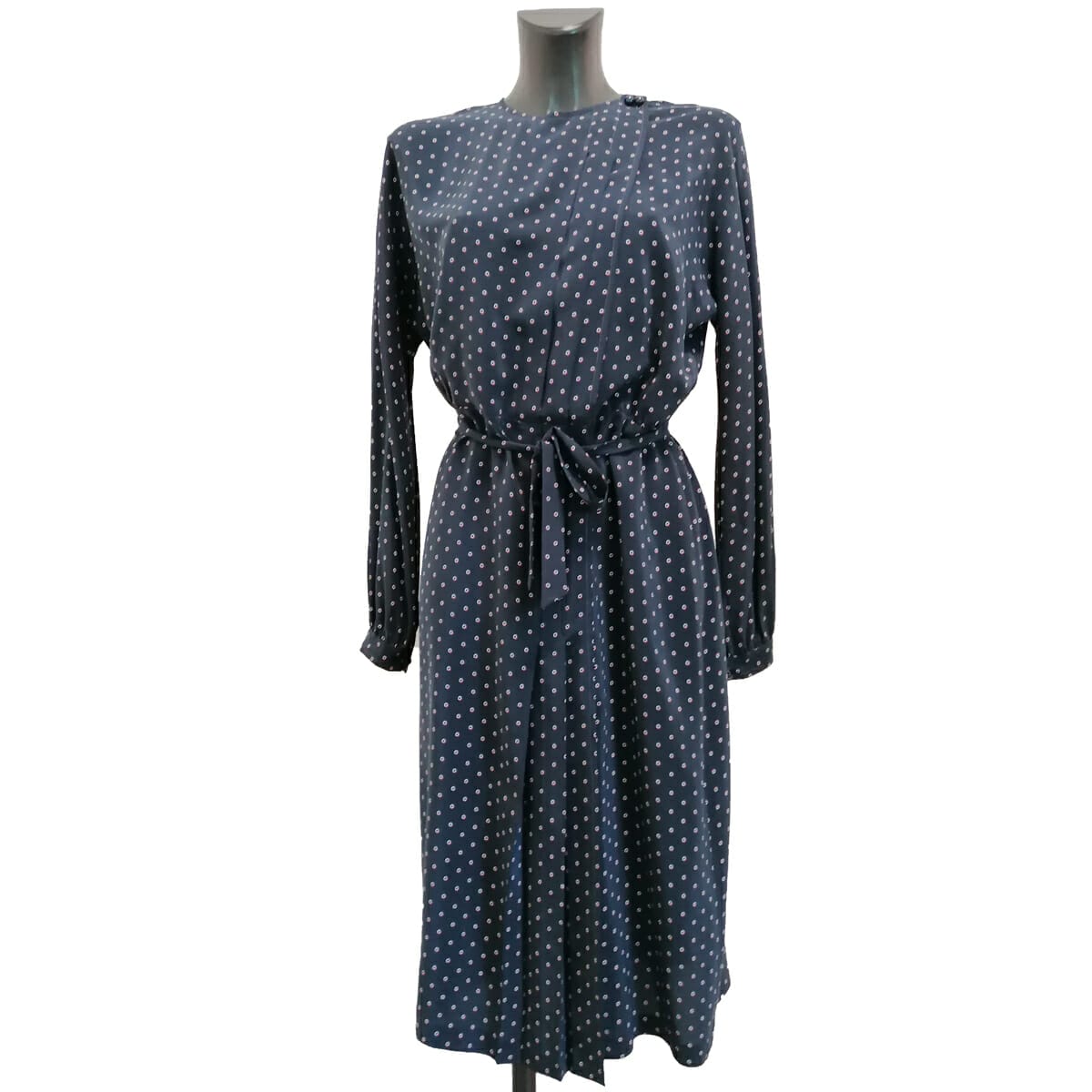 abito in seta vintage blu navy ottima fattura sartoriale