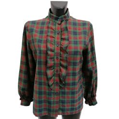 guy laroche camicia a quadri con volant vintage