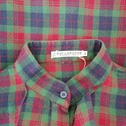guy laroche camicia a quadri con volant vintage