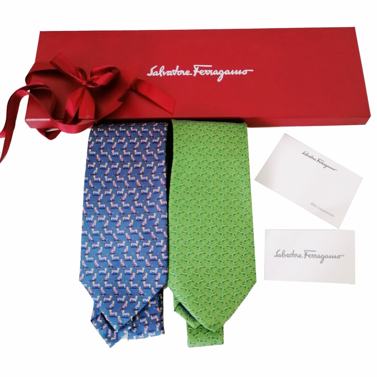 salvatore ferragamo due cravatte vintage rare bassotti e lucertole