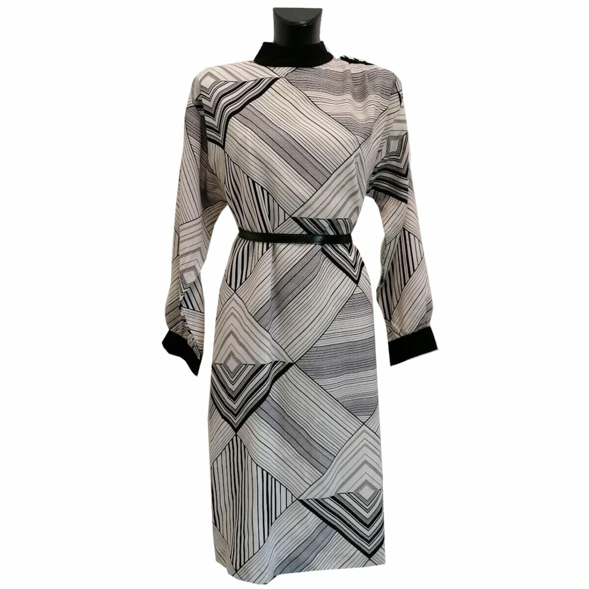 abito anni 80 optical maniche lunghe