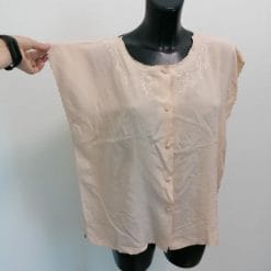 camicia in seta vintage ricamata senza maniche