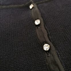maglia in filo di cotone con ricami vintage blu navy