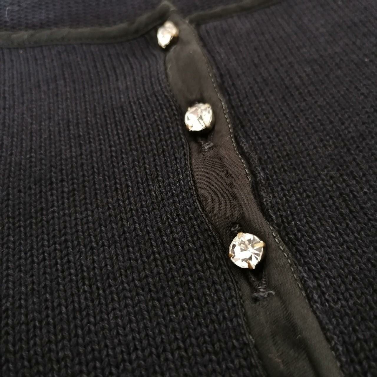 maglia in filo di cotone con ricami vintage blu navy