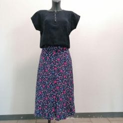 maglia in filo di cotone con ricami vintage blu navy