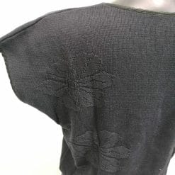 maglia in filo di cotone con ricami vintage blu navy