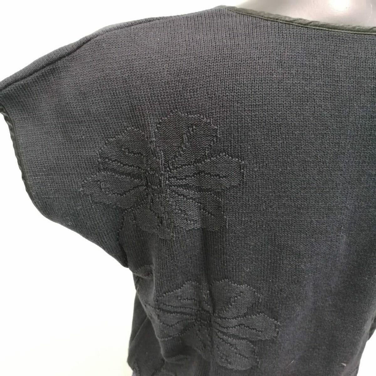 maglia in filo di cotone con ricami vintage blu navy