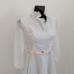 abito da sposa vintage sartoriale anni 90 con volant e fiori applicati