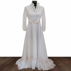 abito da sposa vintage sartoriale anni 90 con volant e fiori applicati