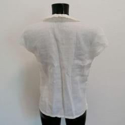 top vintage in lino ricamato a mano bianco