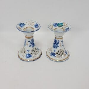 Coppia candelieri in ceramica vintage 12cm