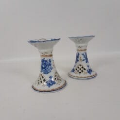 Coppia candelieri in ceramica vintage 12cm