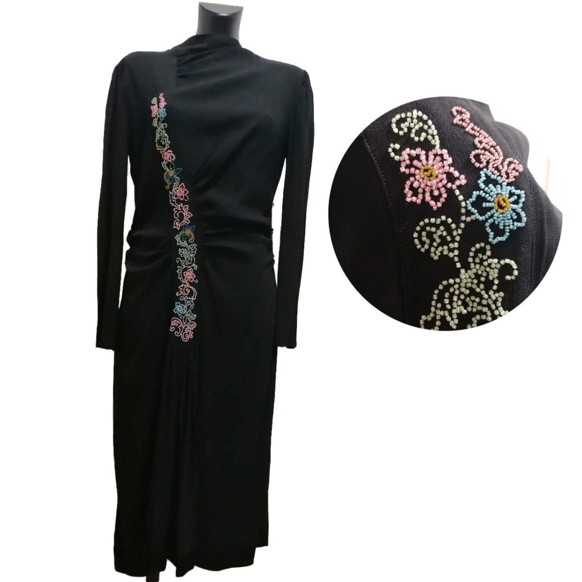 abito anni '80 con perline