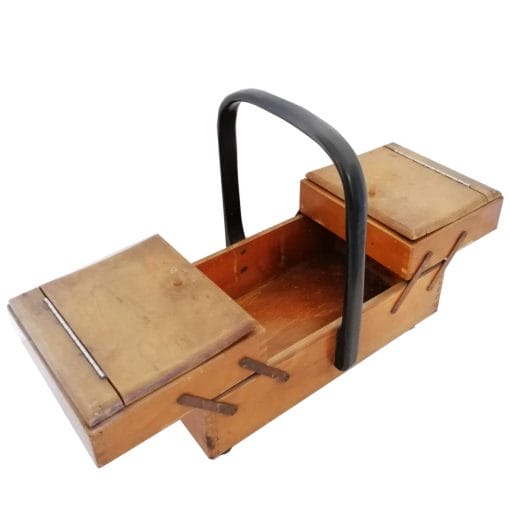 Cassetta per cucito antica in legno