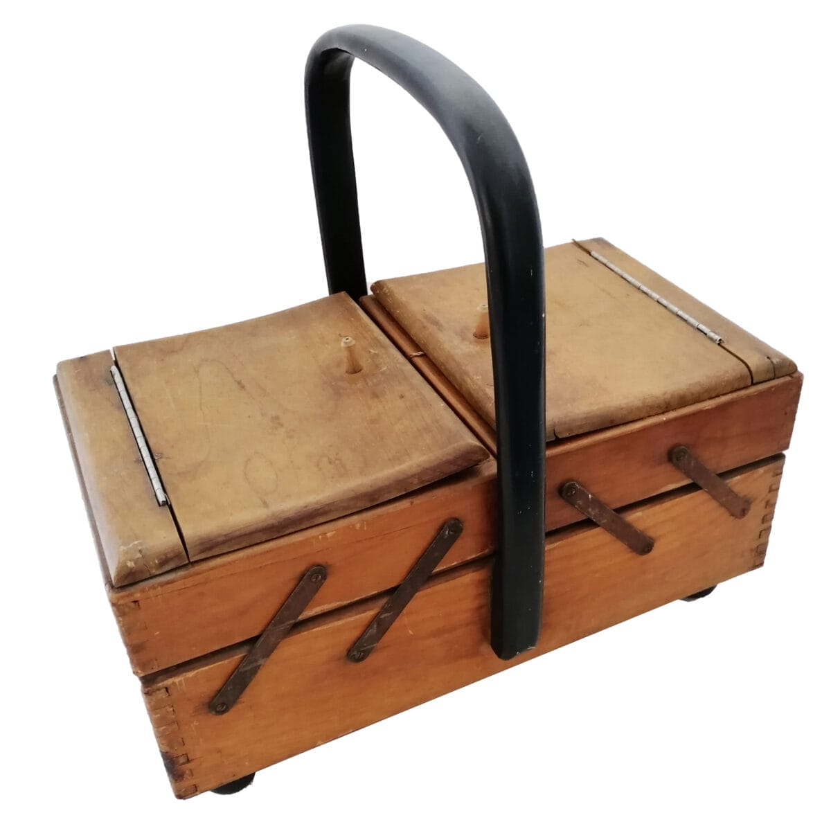 Scatola di legno Sarta - Sartoria - Attrezi per cucito con cassetti Effetto  Shabby Chic con merletti e pannolenci, stampa a cuore
