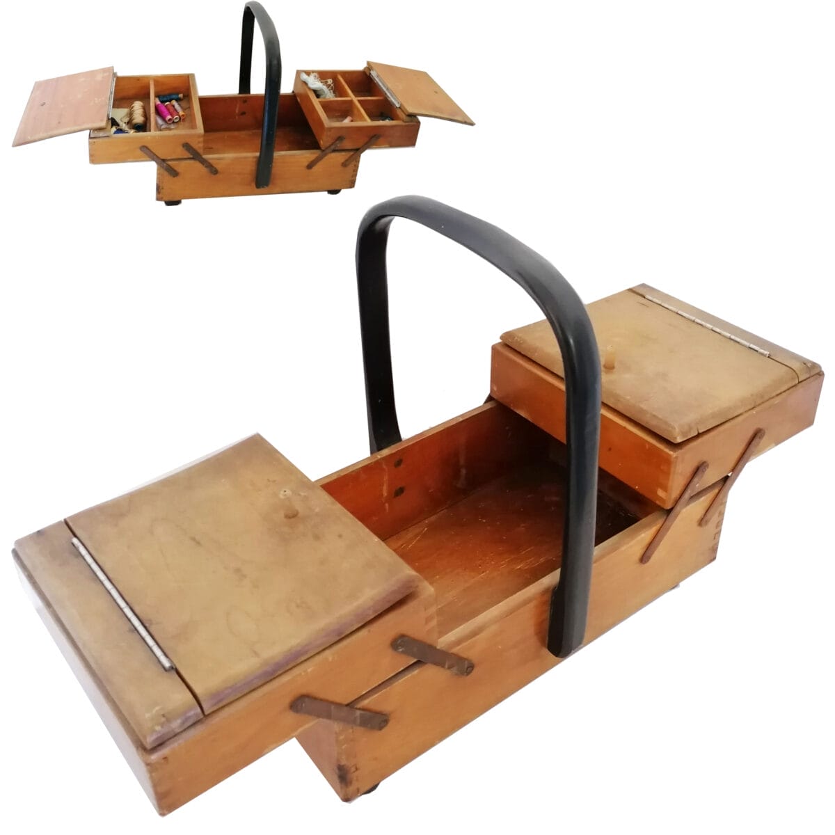 Cassetta per cucito antica in legno